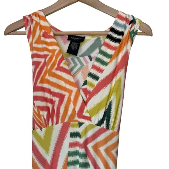 SOLD Alyn Paige New York Sleeveless Midi Dress Medium A-Line Geometric Print - Picture 3 of 9